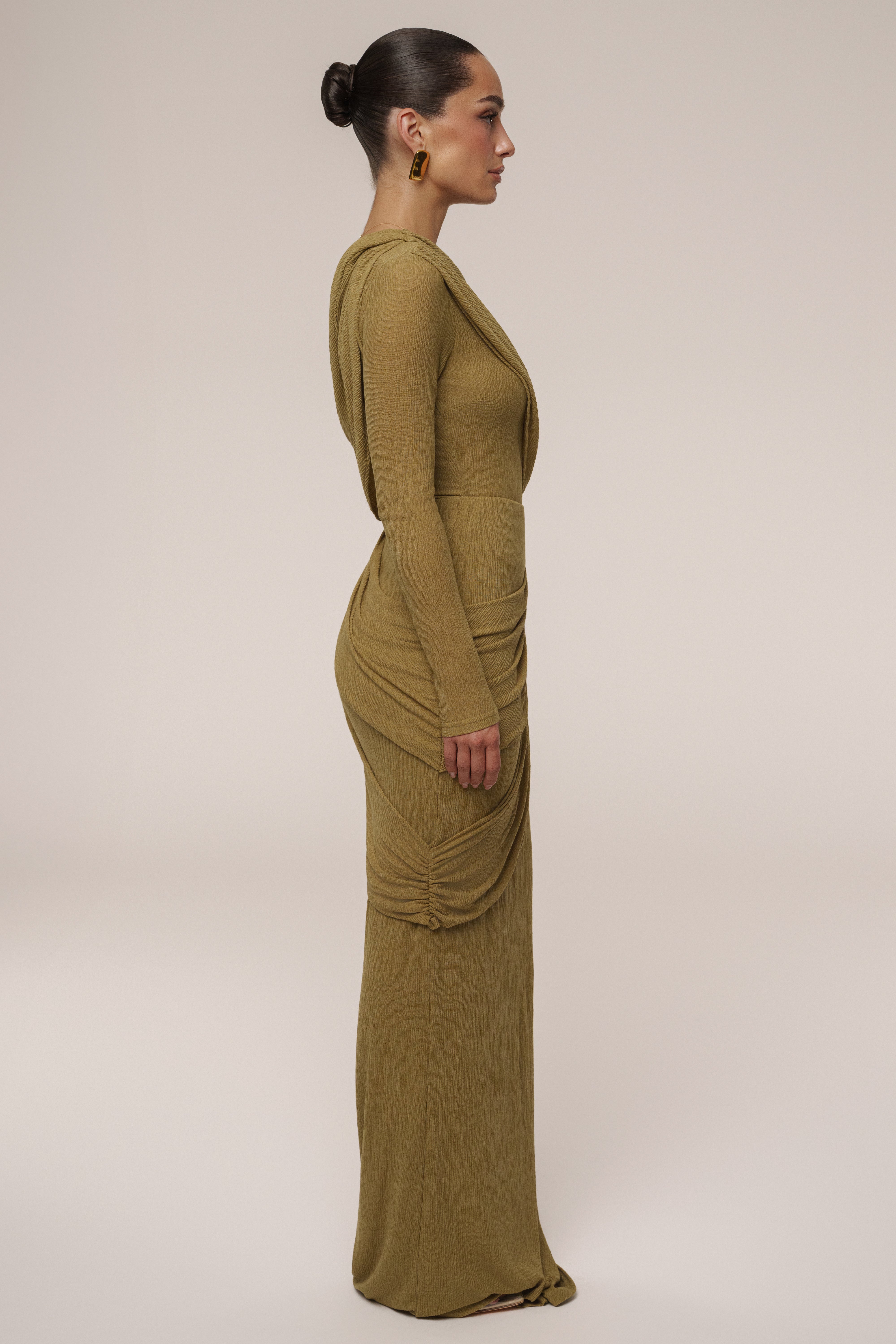 カットソー(長袖+七分) theredthread S ruched sculpt body lace THEREDTHREAD / ザレッドスレッド】S ruched sculpt body