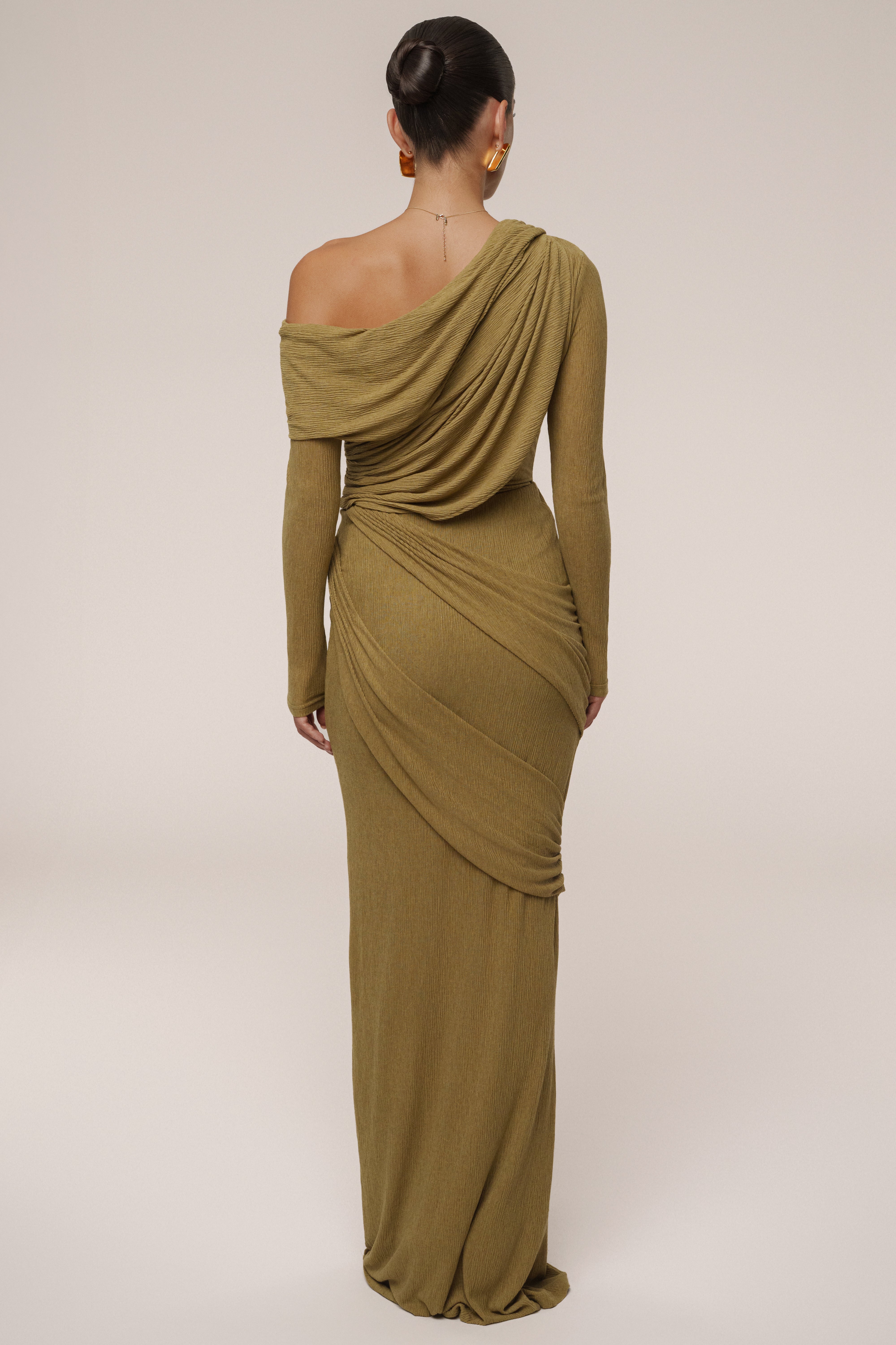 Moss Textured One Shoulder Bodysuit - JLUXLABEL