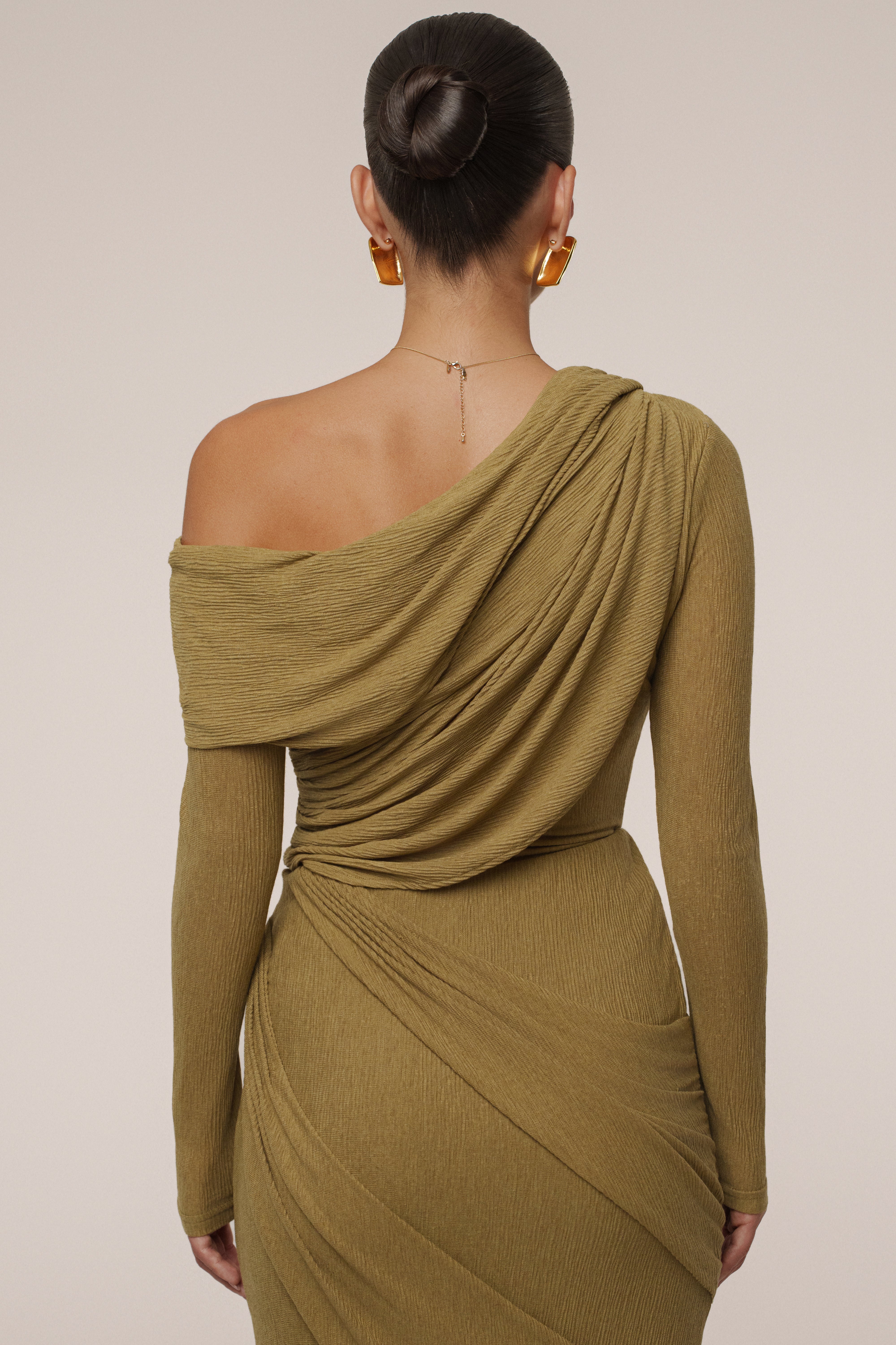 Moss Textured One Shoulder Bodysuit - JLUXLABEL