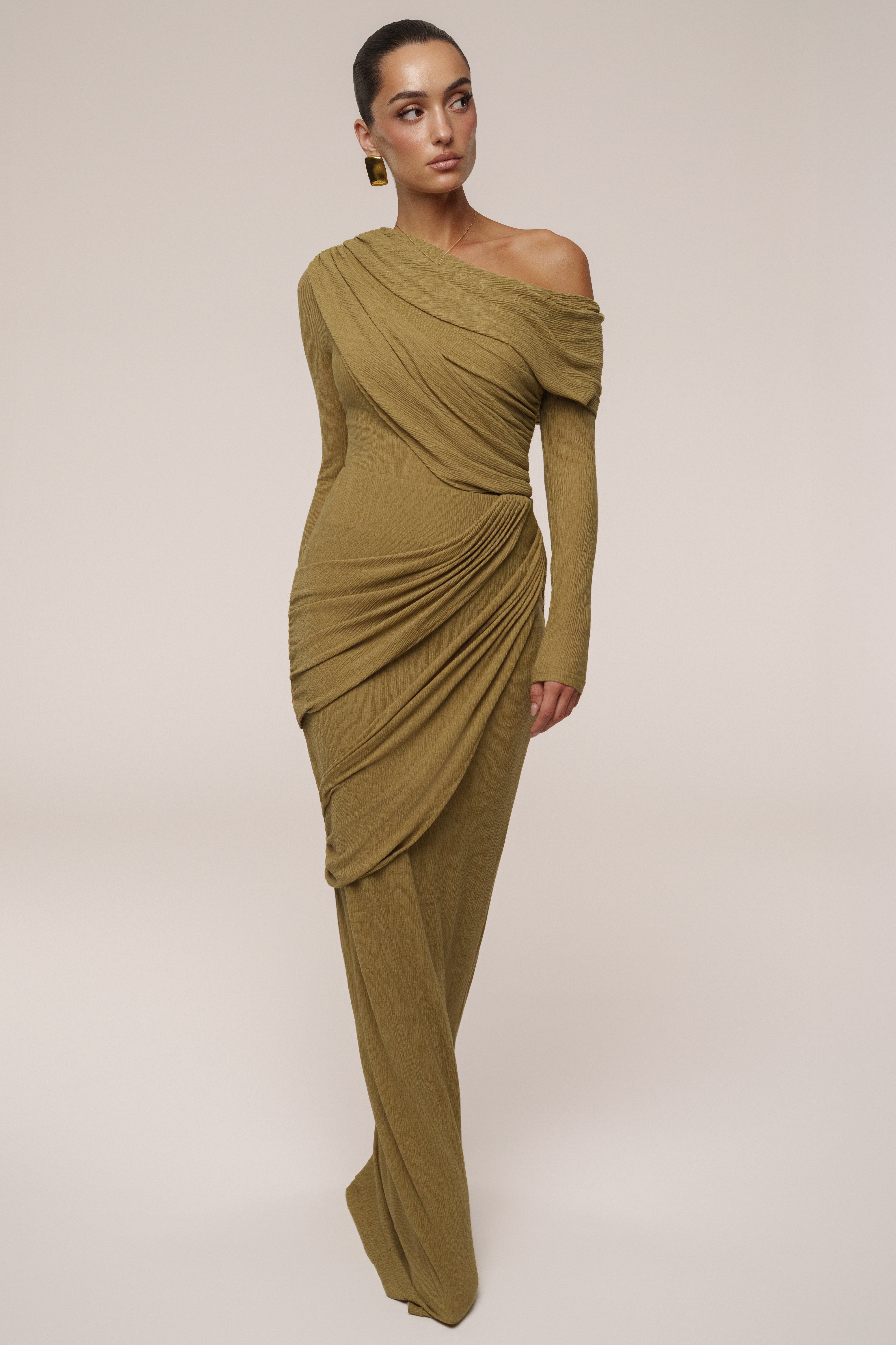 Moss Textured One Shoulder Bodysuit - JLUXLABEL