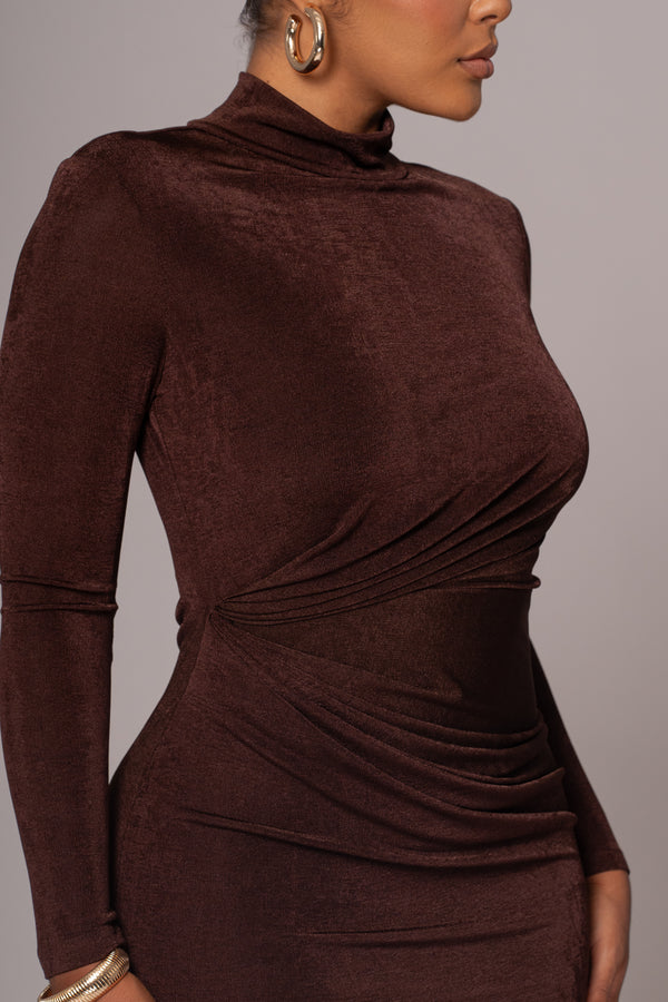 Chocolate Kara Mock Neck Dress