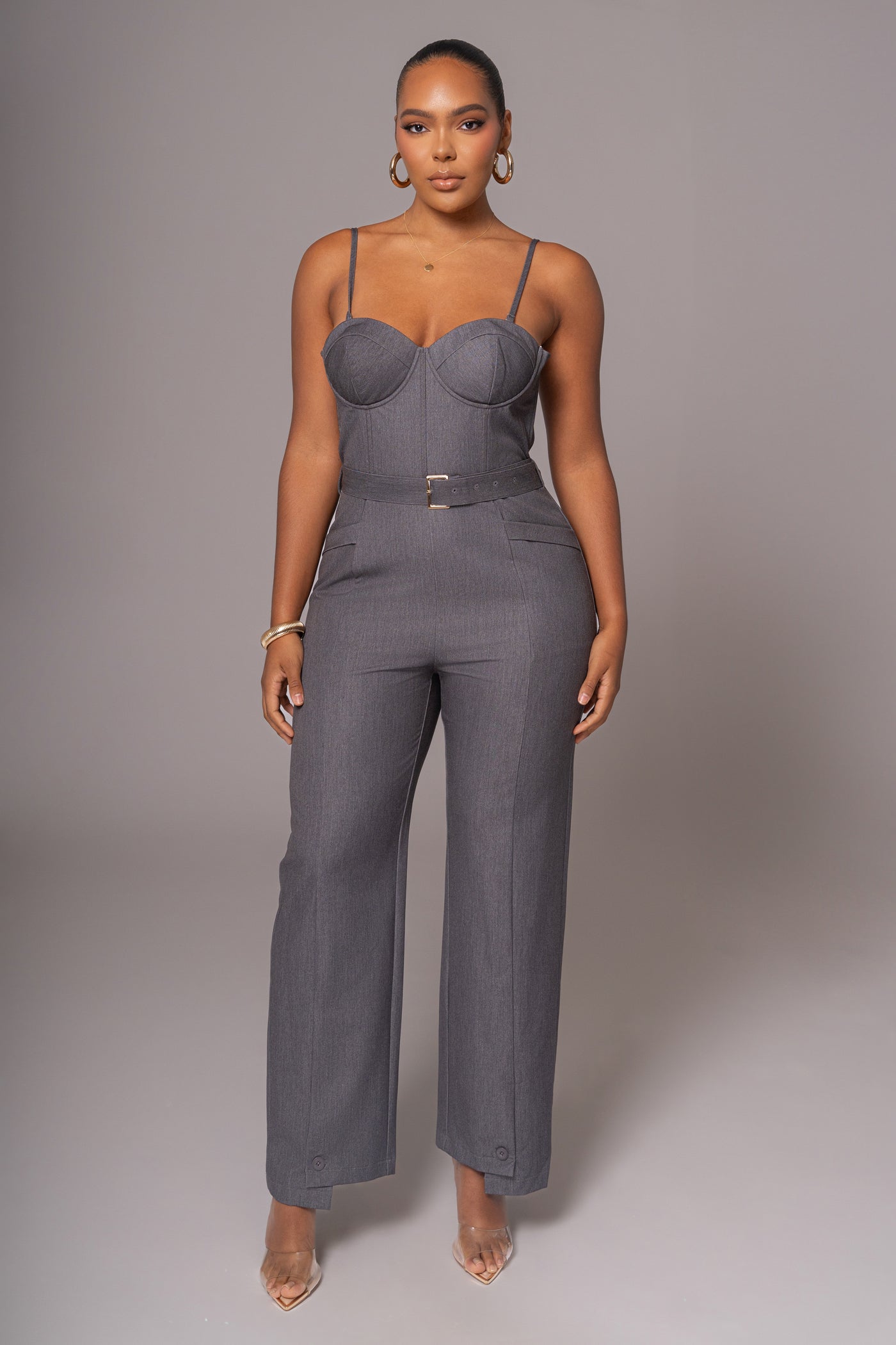 White stripe strapless sweetheart jumpsuit . S-M main image 1