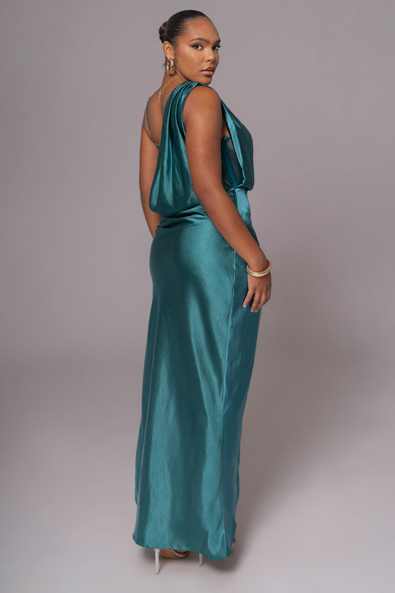 Emerald Green Anastacia Drape Maxi Dress