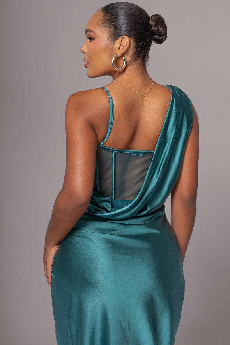 Emerald Green Anastacia Drape Maxi Dress