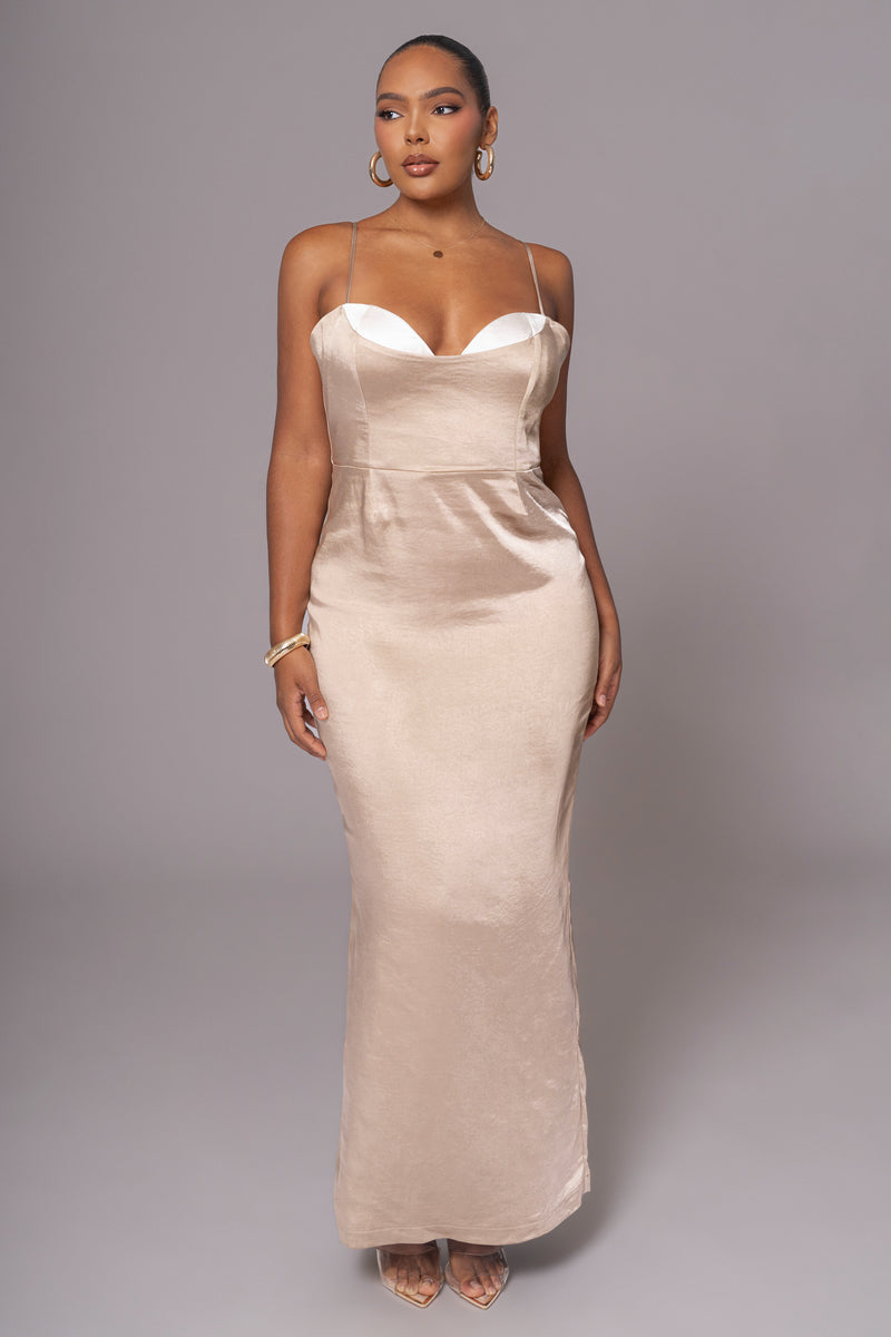 Taupe Moment In Time Maxi Dress