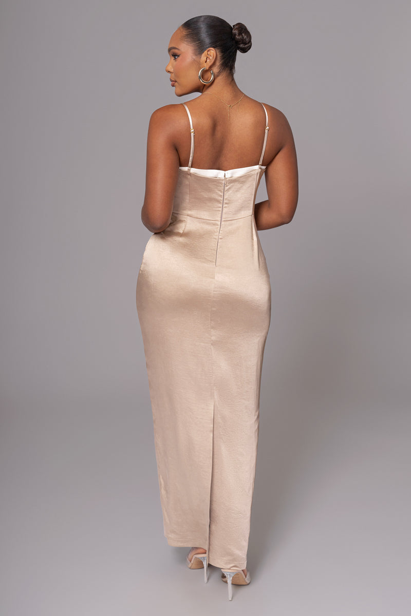 Taupe Moment In Time Maxi Dress