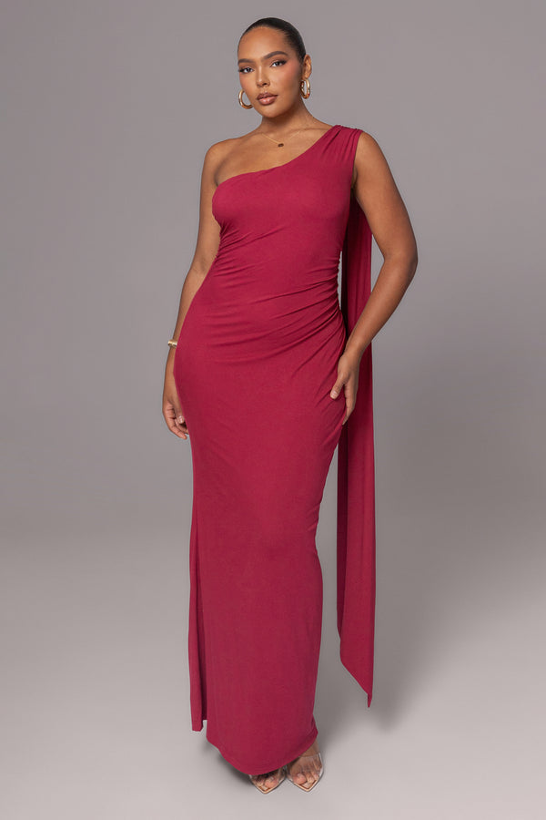 Red Kianna Drape Maxi Dress