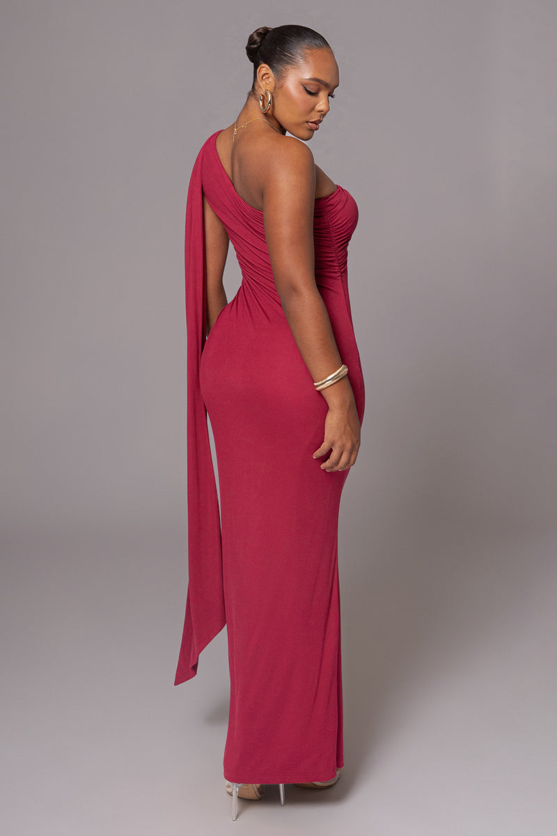 Red Kianna Drape Maxi Dress