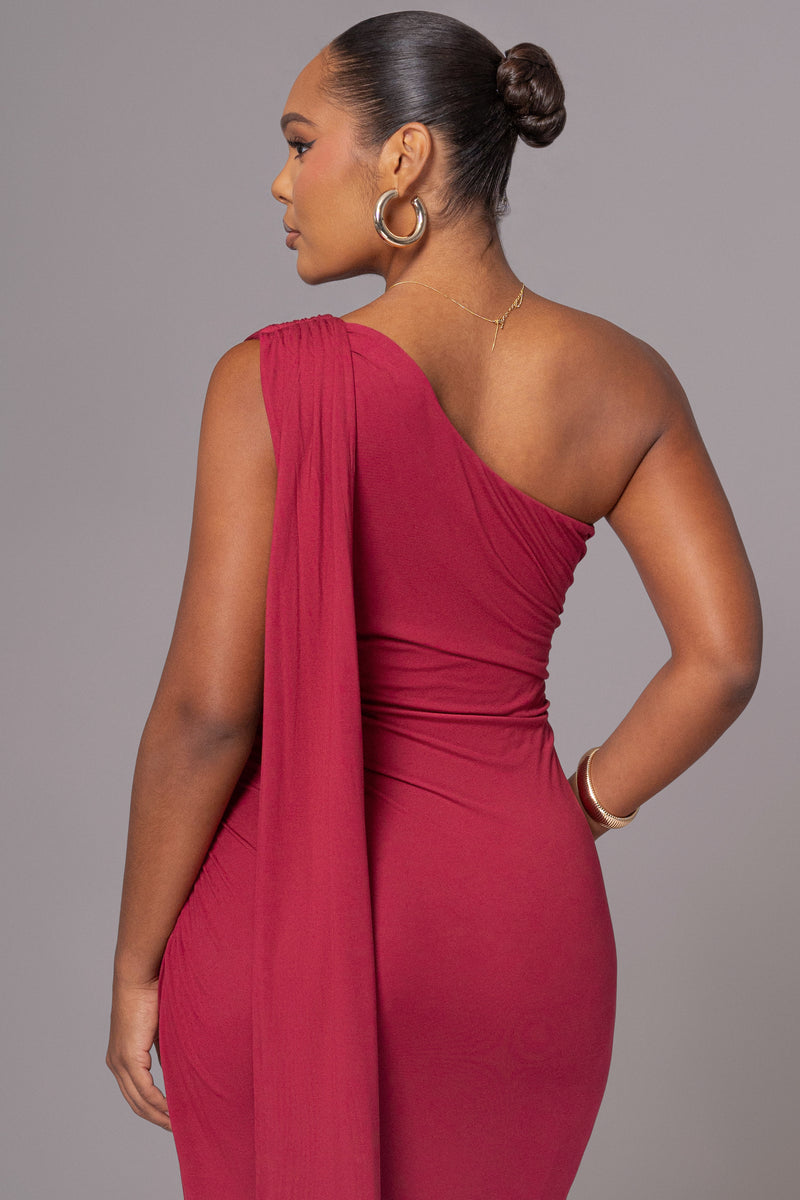 Red Kianna Drape Maxi Dress