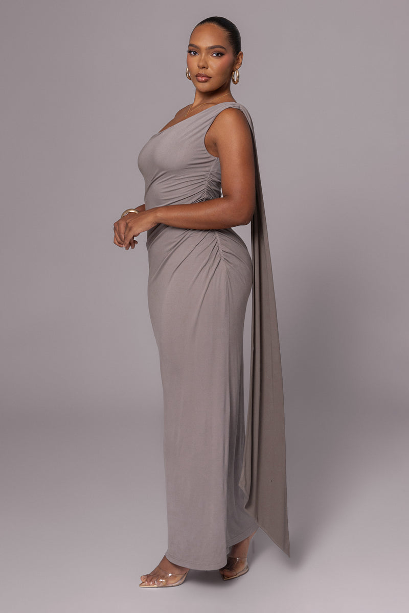 Grey Kianna Drape Maxi Dress