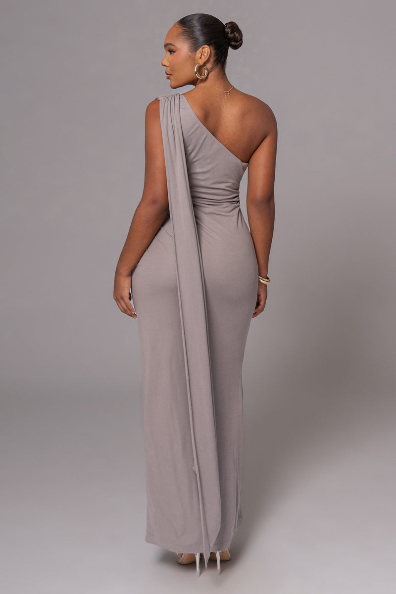 Grey Kianna Drape Maxi Dress