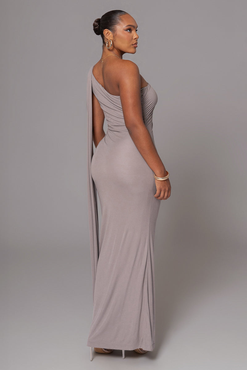 Grey Kianna Drape Maxi Dress