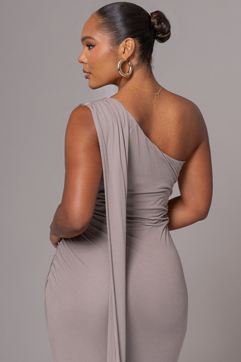 Grey Kianna Drape Maxi Dress