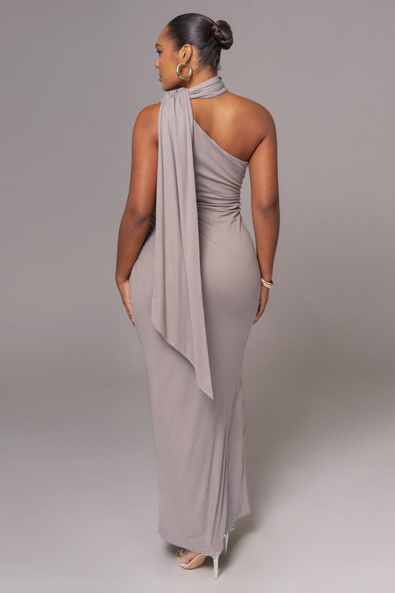 Grey Kianna Drape Maxi Dress