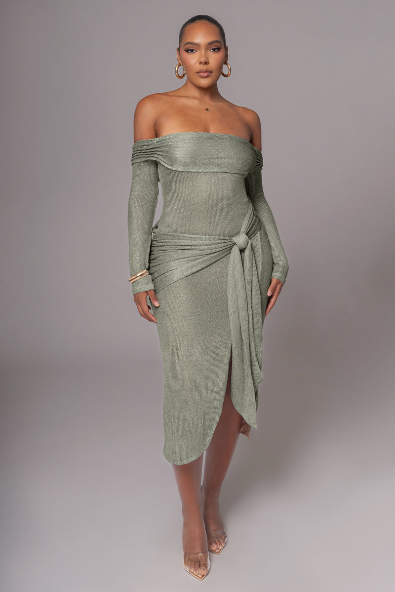 Olive Island Elegance Drape Dress