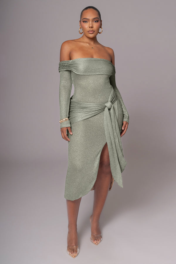 Olive Island Elegance Drape Dress