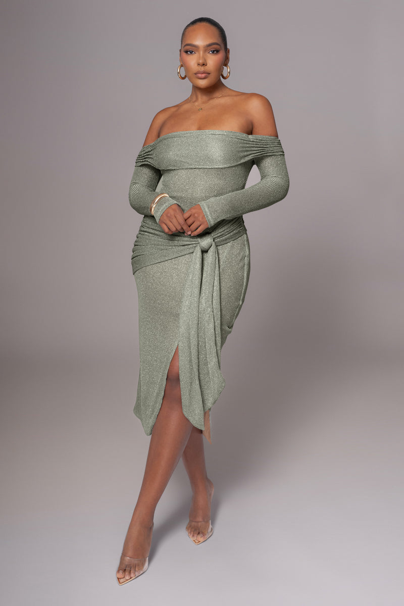 Olive Island Elegance Drape Dress