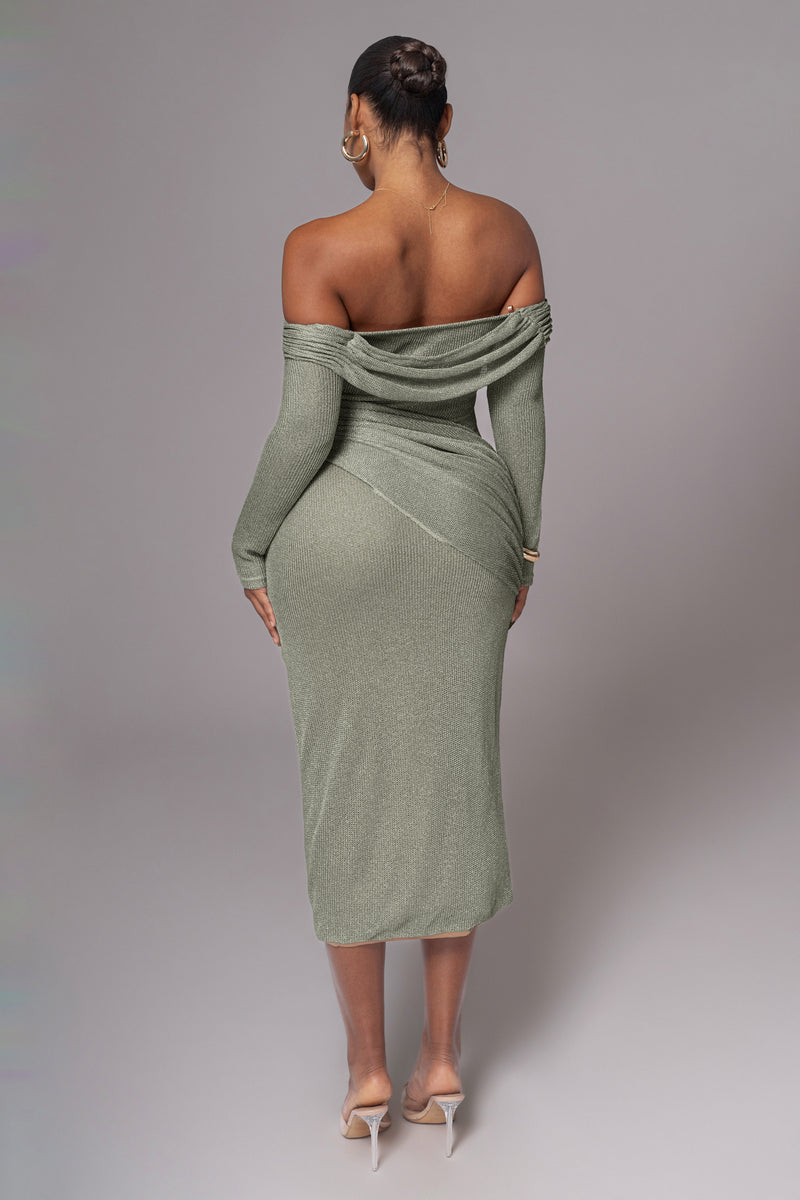 Olive Island Elegance Drape Dress