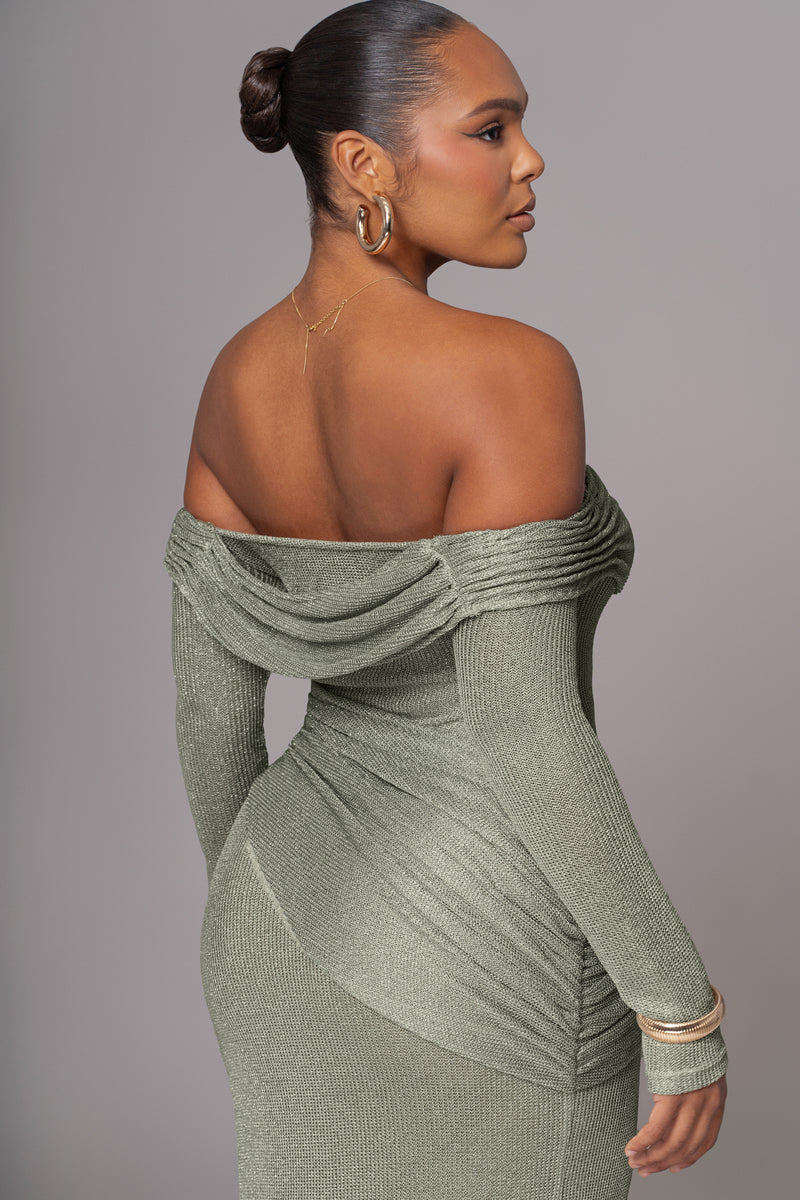 Olive Island Elegance Drape Dress