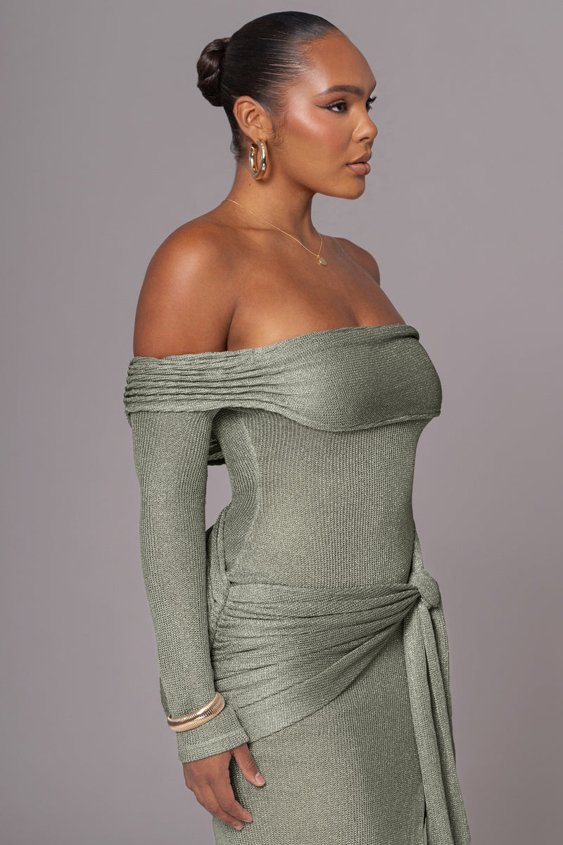 Olive Island Elegance Drape Dress