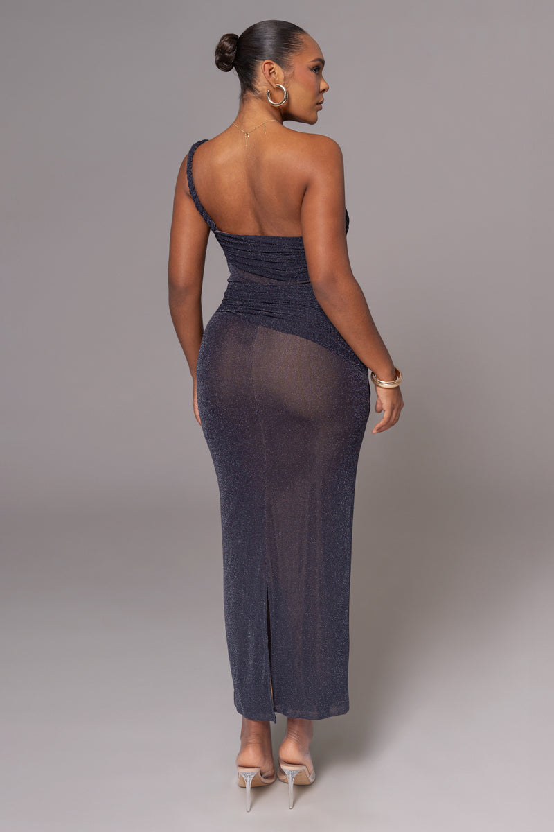 Navy Alari One Shoulder Maxi Dress