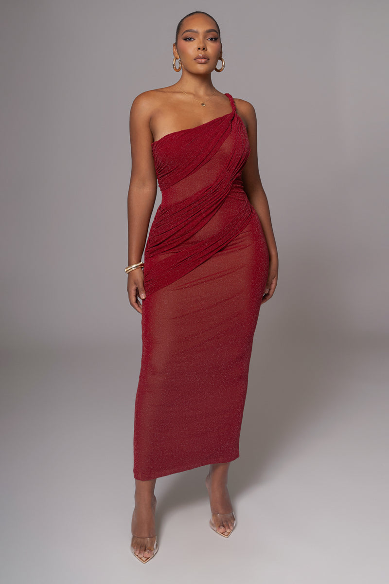 Red Alari One Shoulder Maxi Dress