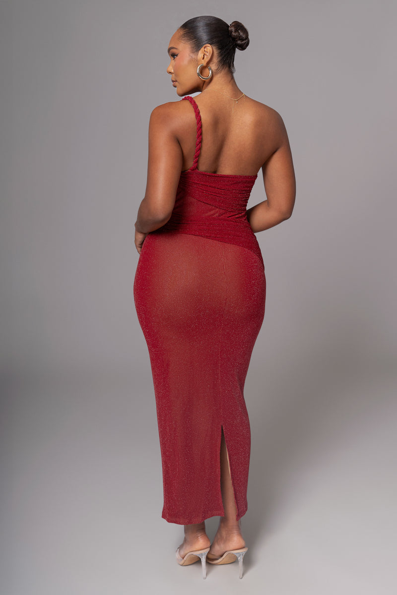 Red Alari One Shoulder Maxi Dress