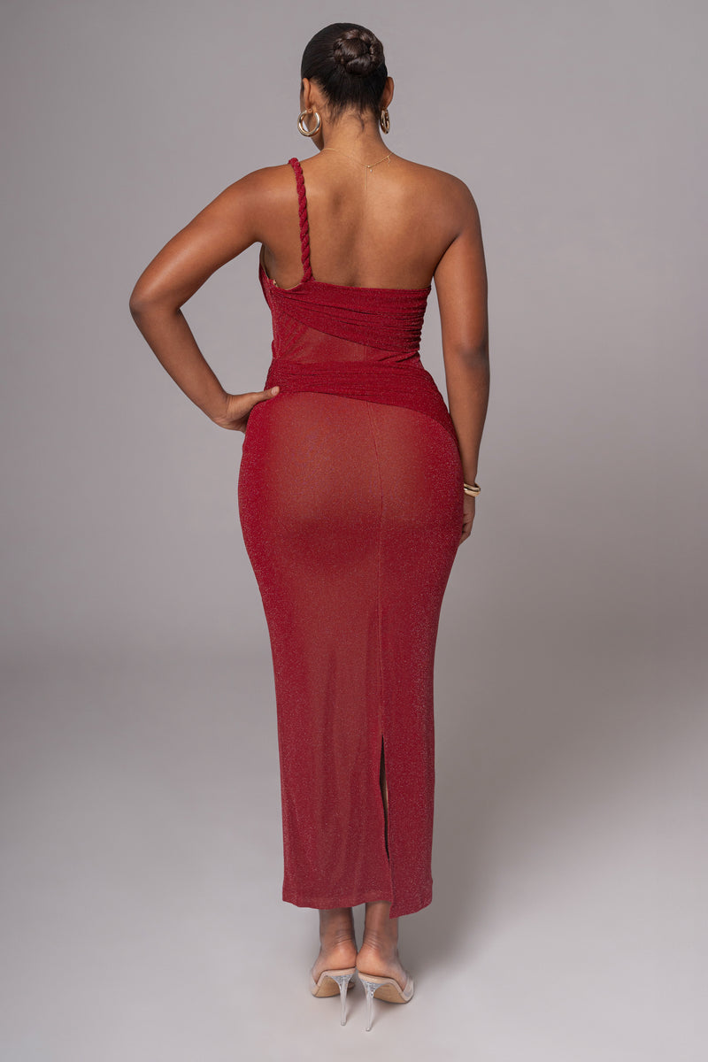 Red Alari One Shoulder Maxi Dress