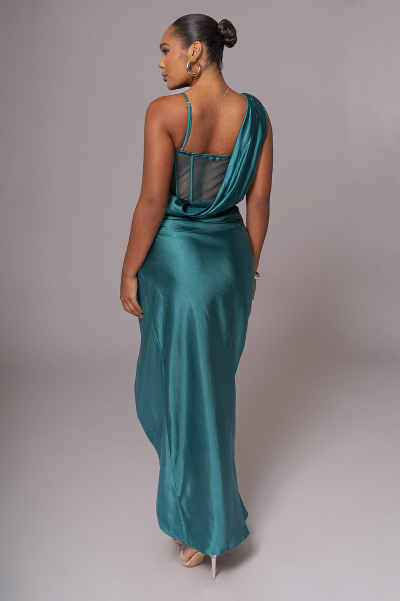 Emerald Green Anastacia Drape Maxi Dress