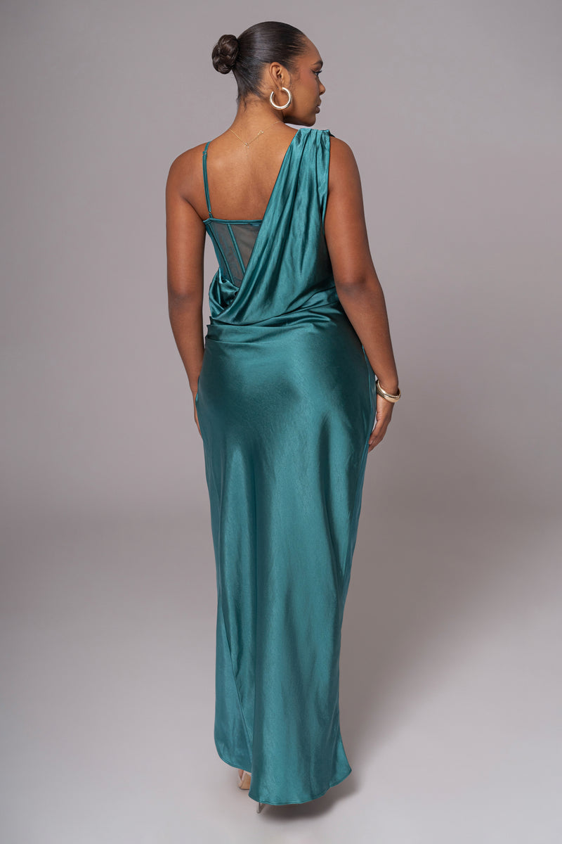 Emerald Green Anastacia Drape Maxi Dress