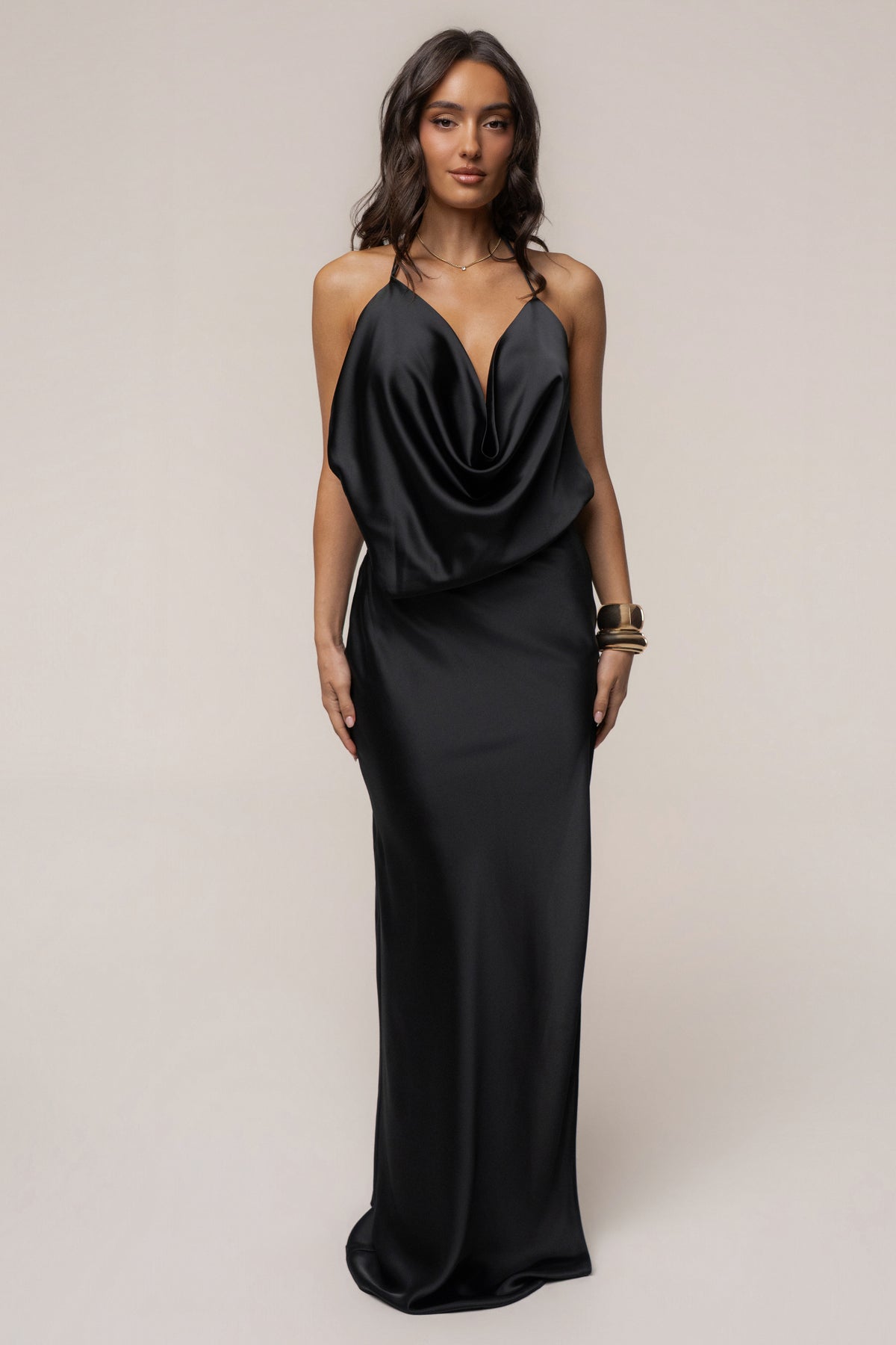 Black Delmara Cowl Maxi Dress