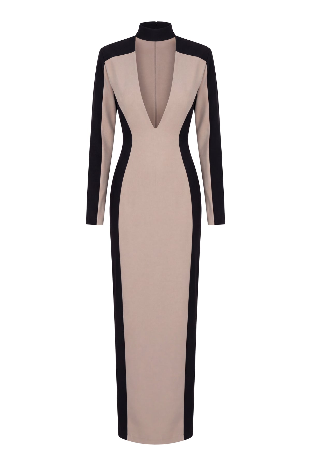 Stone/Black Opening Night Contrast Maxi Dress