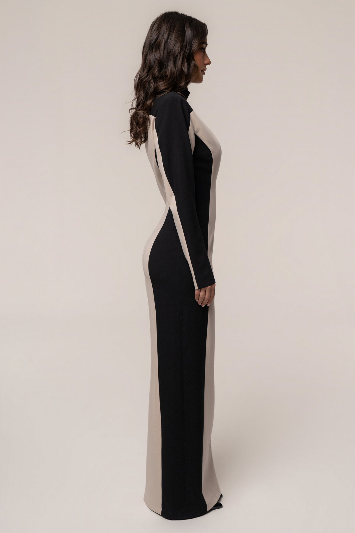Stone/Black Opening Night Contrast Maxi Dress
