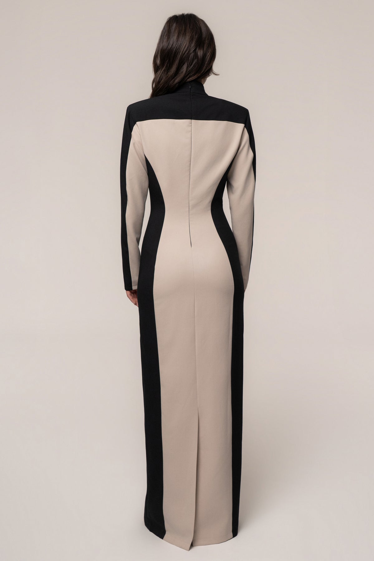 Stone/Black Opening Night Contrast Maxi Dress