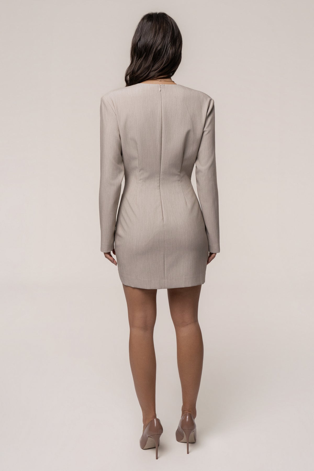 PRE-ORDER Taupe Own the Room Mini Dress