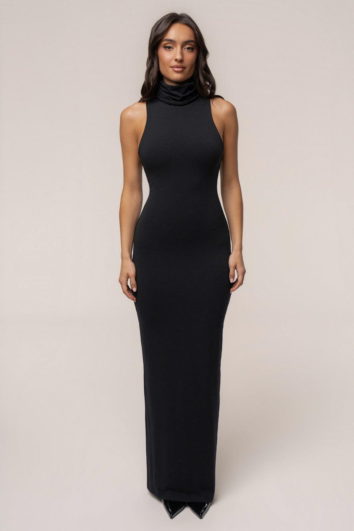 Black Classic Turtleneck Maxi Dress
