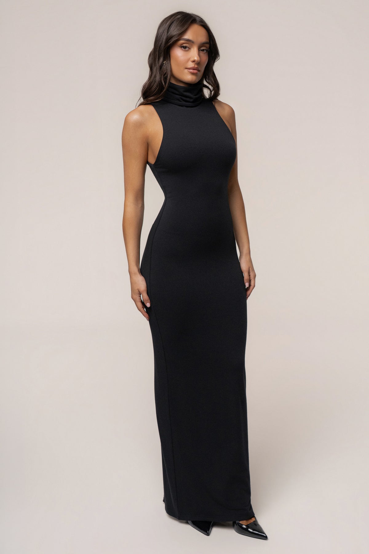 Black Classic Turtleneck Maxi Dress
