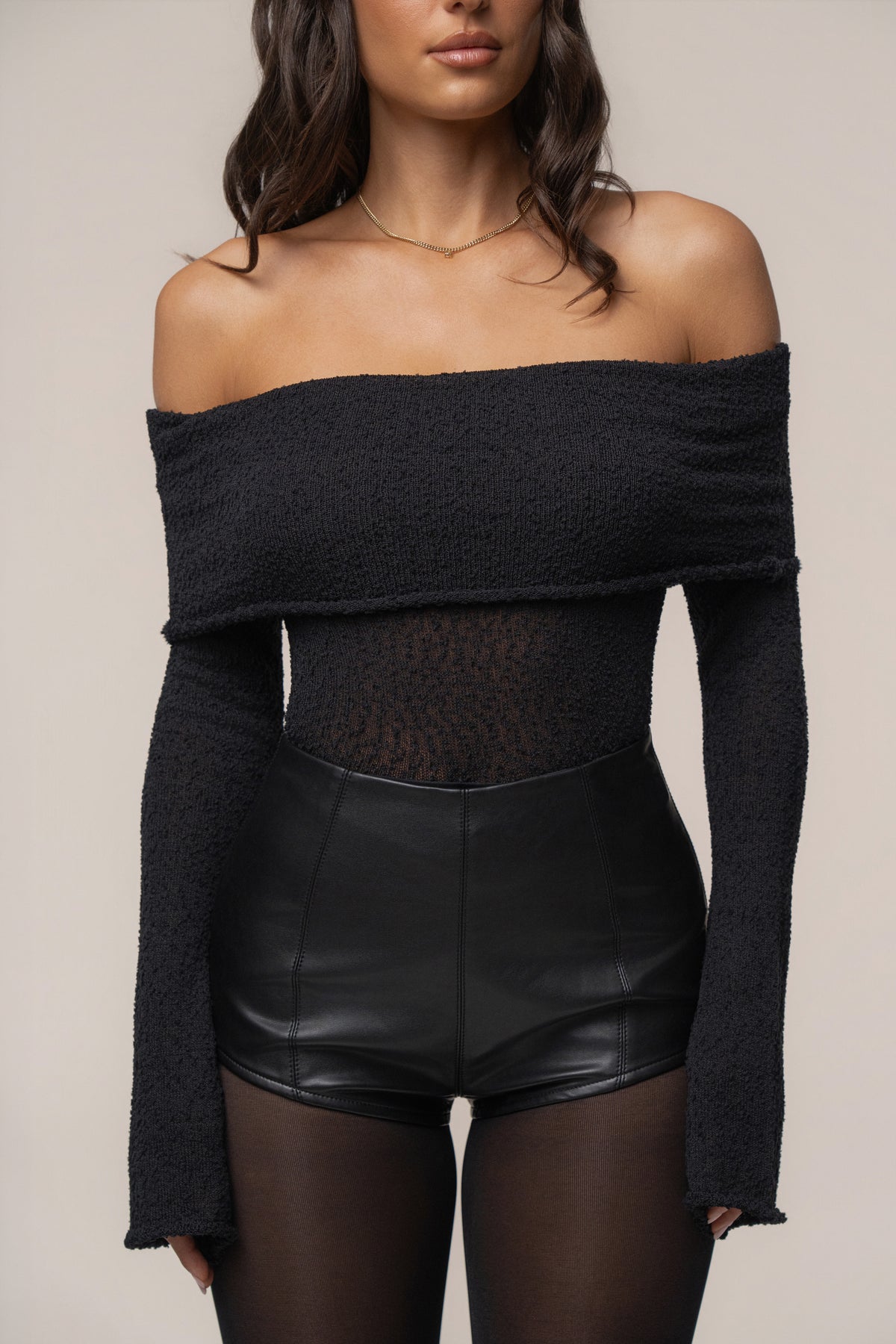 Black Soft Touch Knit Crop Top