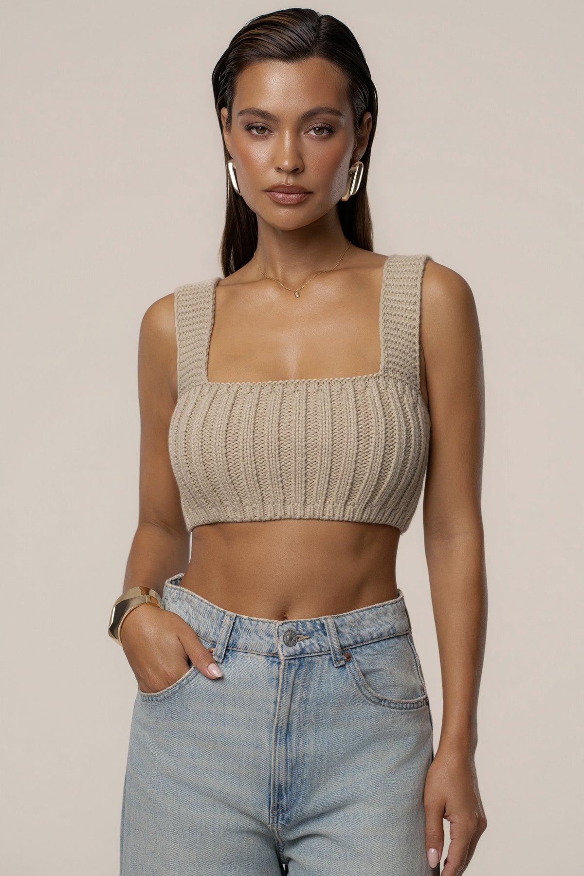 Stone Soft Form Knit Bralette