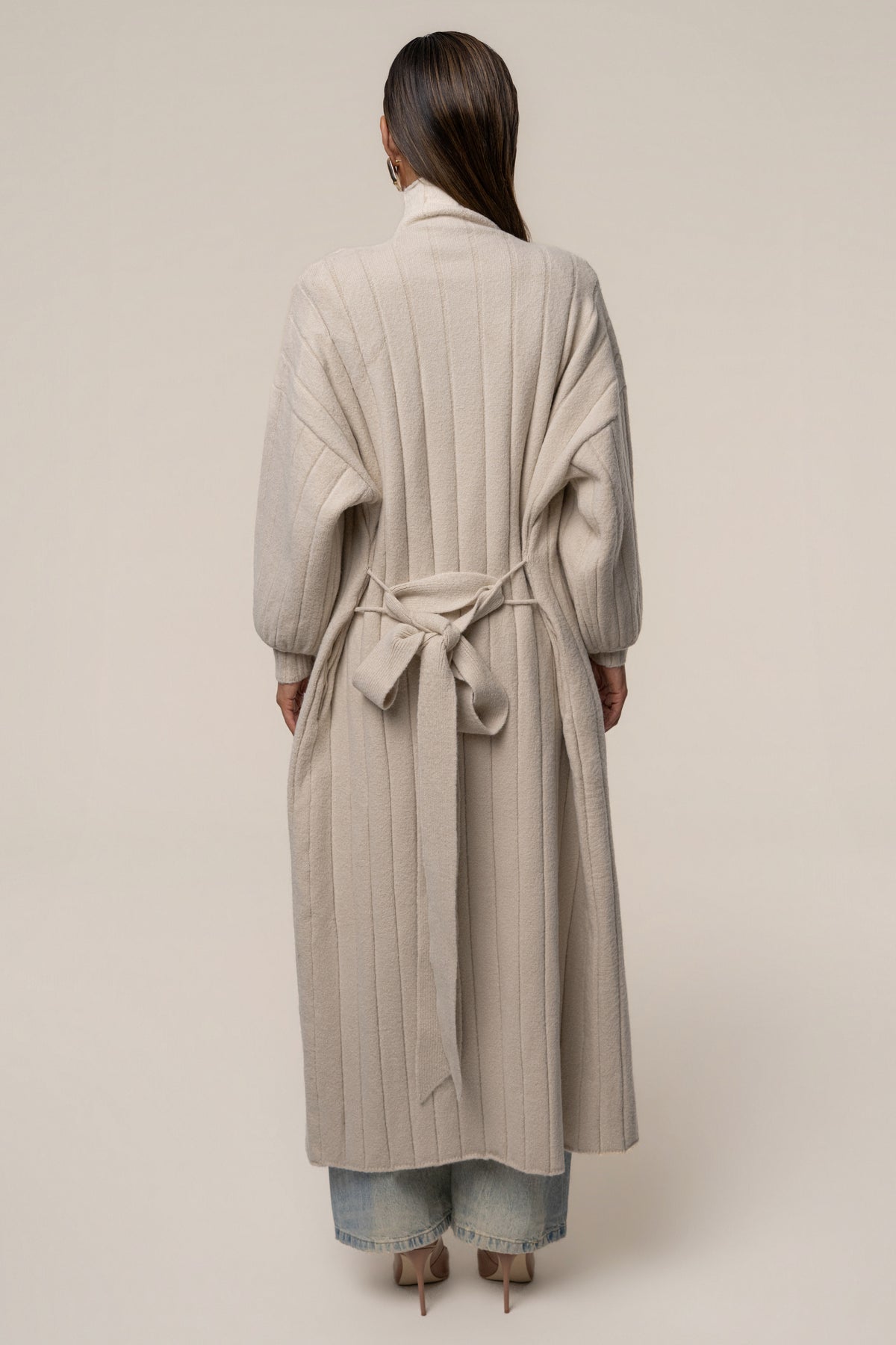 Stone Oversize Ribbed Cardigan