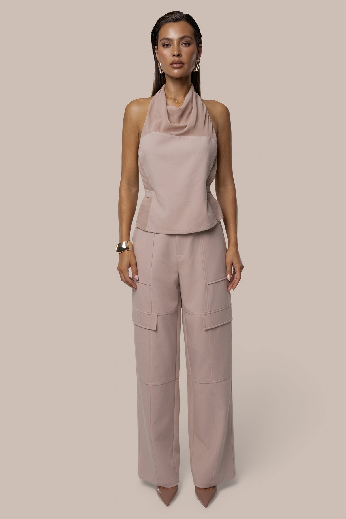 Mauve Uptown Chiffon Halter Top - JLUXLABEL