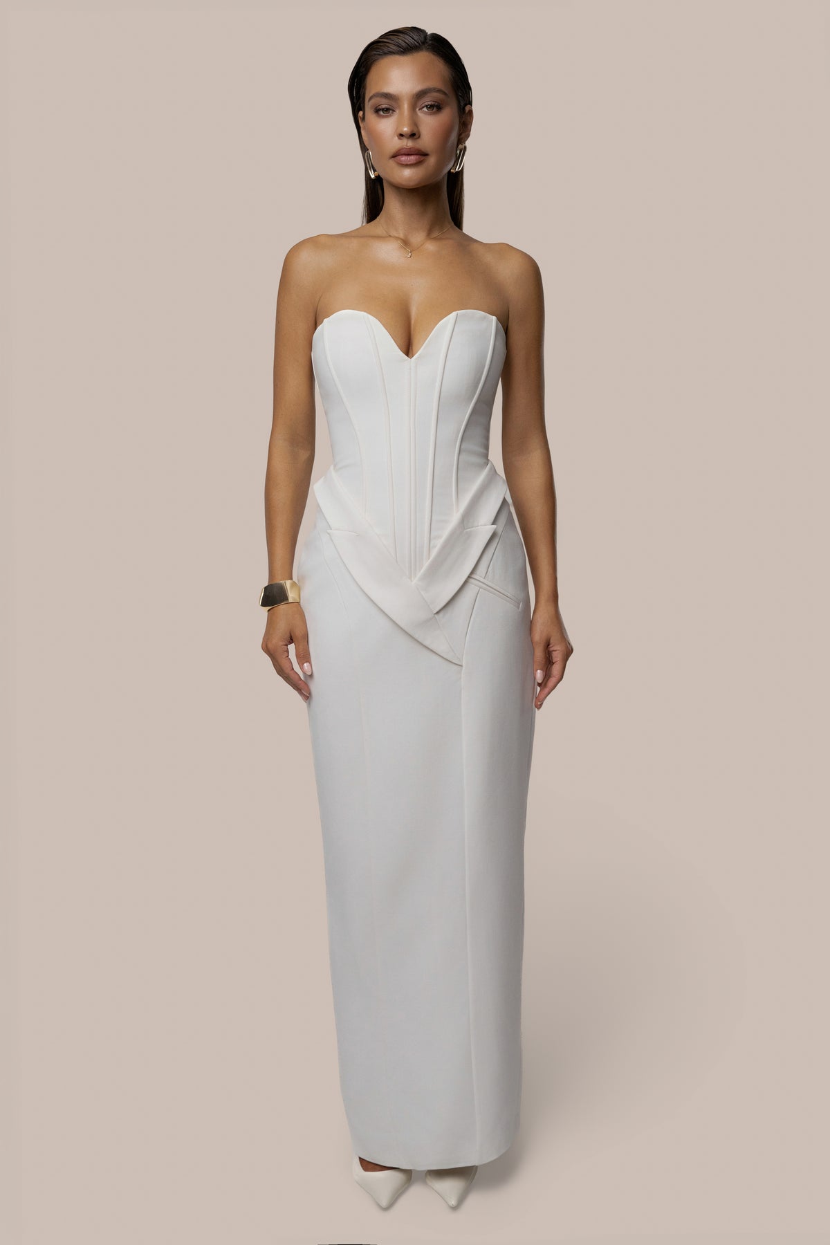 Ivory Cocktail Hour Maxi Gown - JLUXLABEL