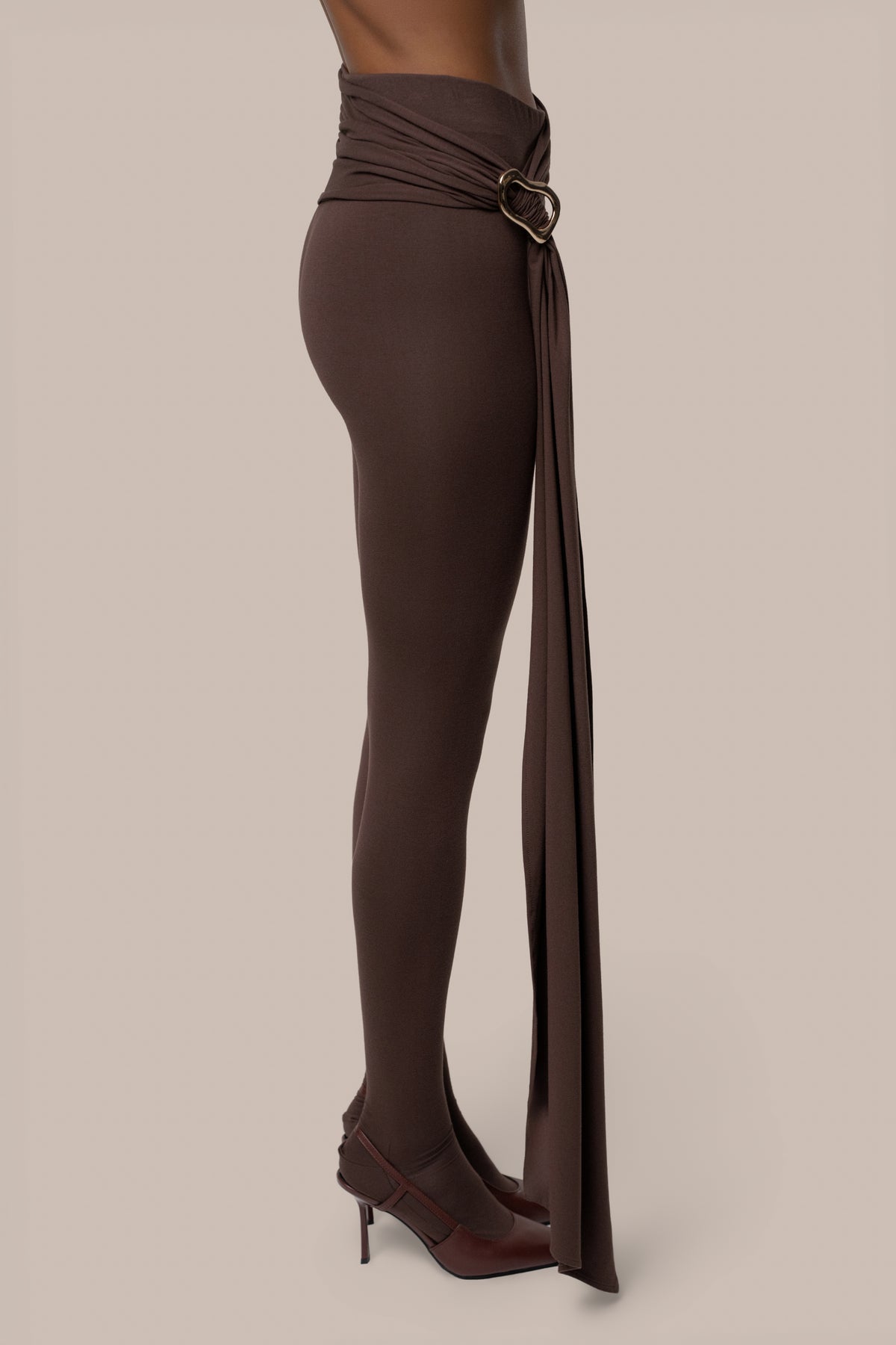 Chocolate Evening Plans Drape Legging - JLUXLABEL