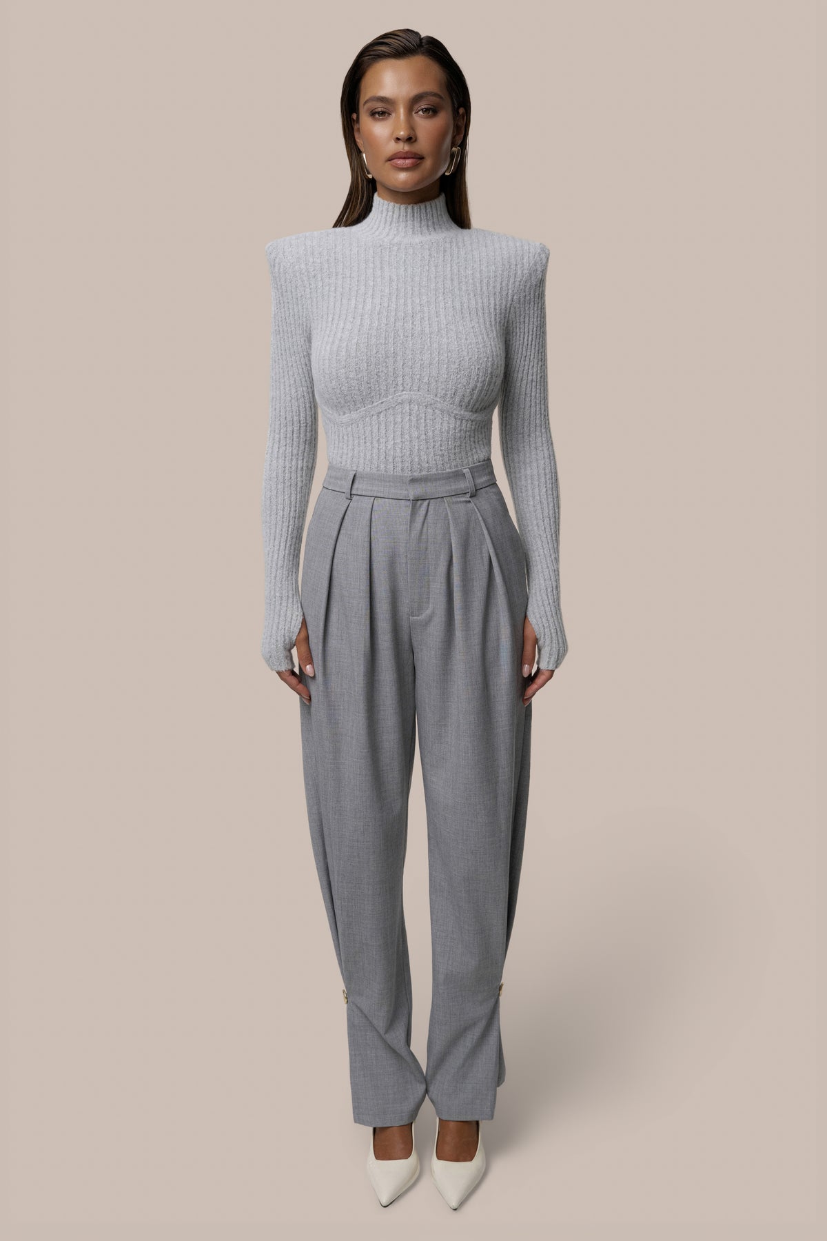 Grey Authority Pleat Trouser - JLUXLABEL