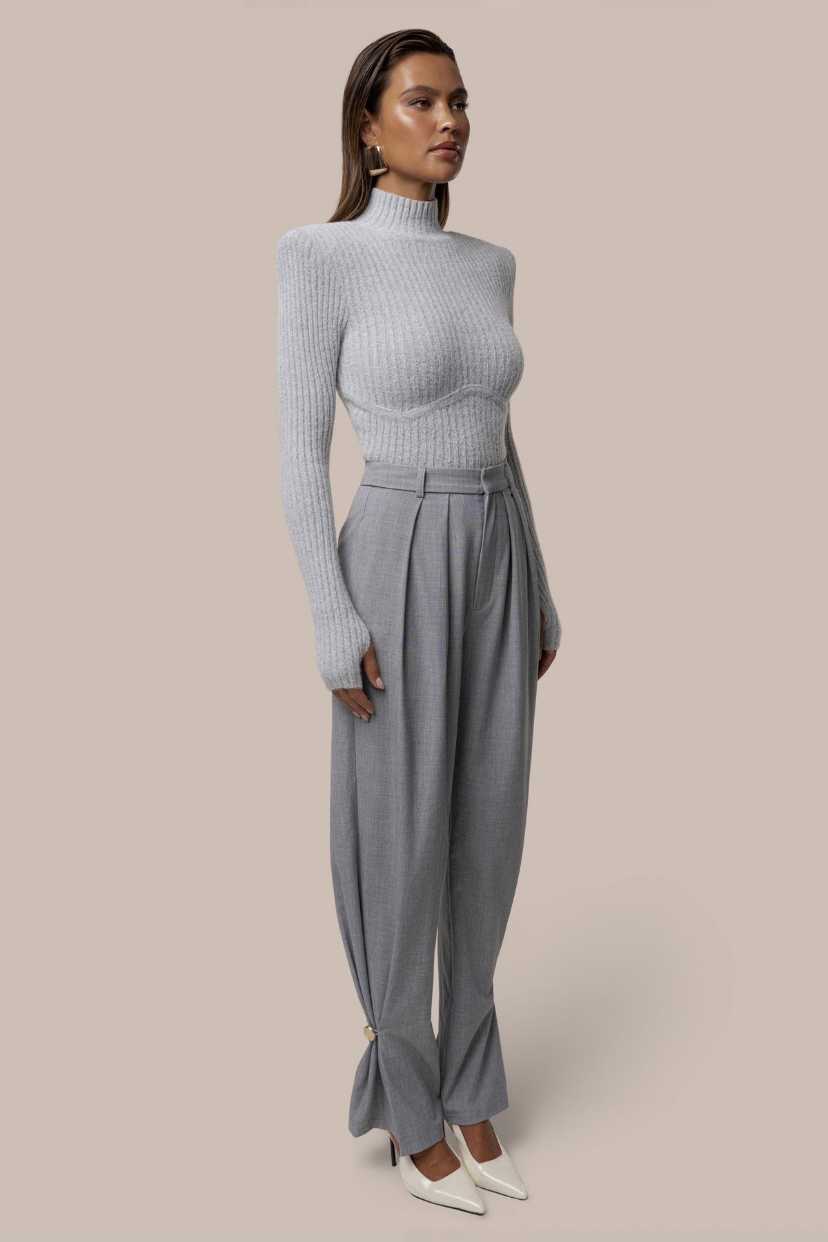Grey Authority Pleat Trouser - JLUXLABEL