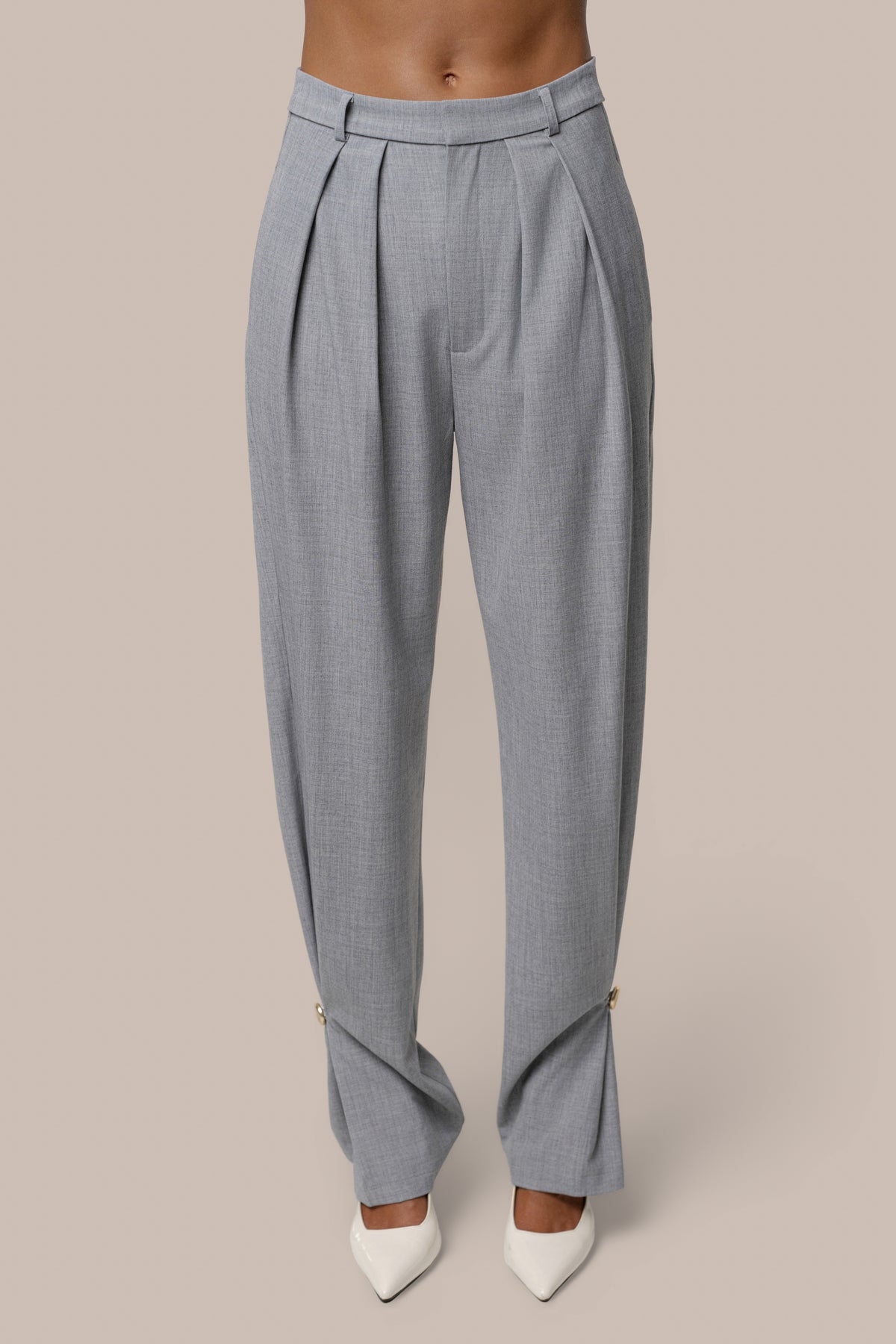 Grey Authority Pleat Trouser - JLUXLABEL