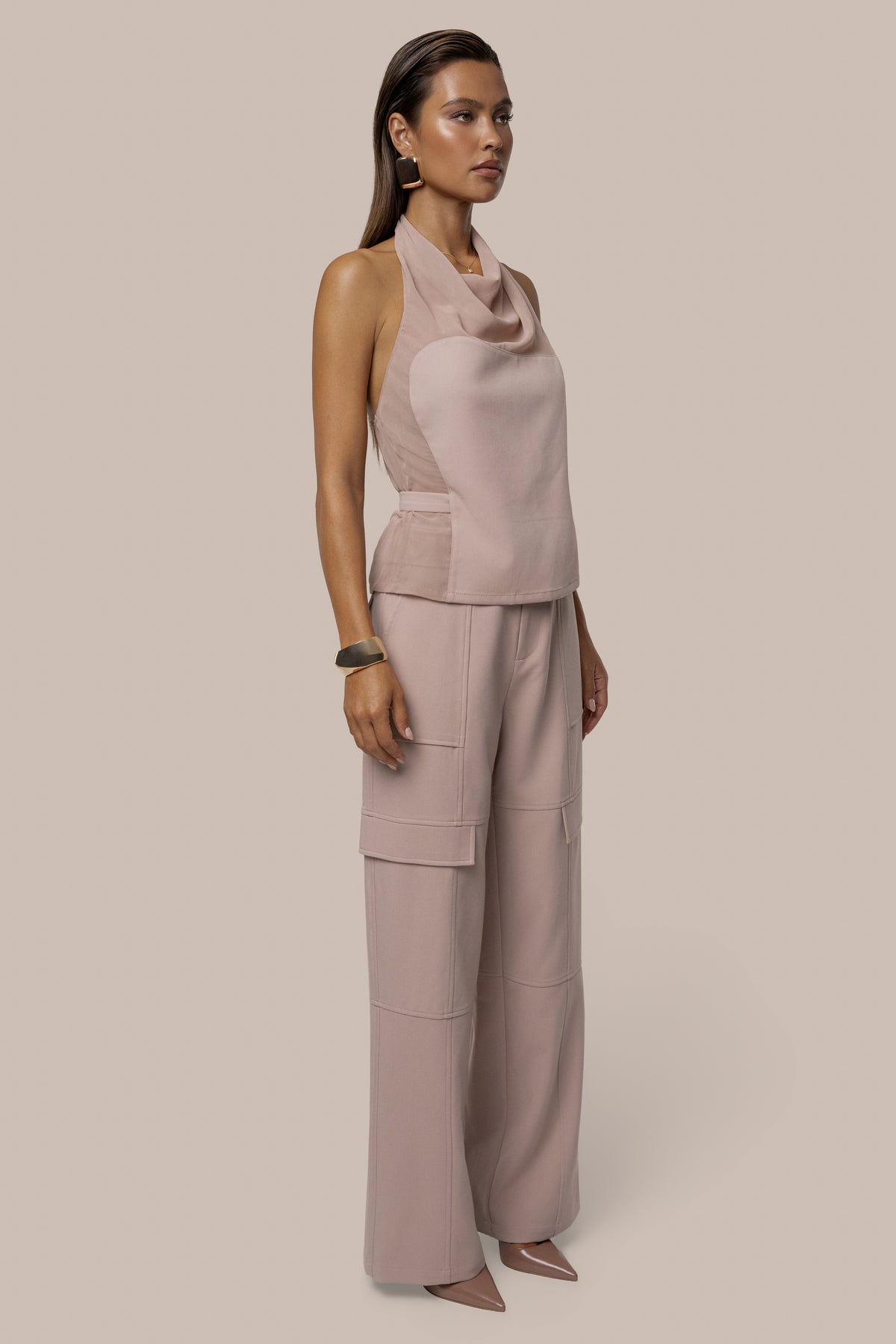 Mauve Uptown Chiffon Halter Top - JLUXLABEL
