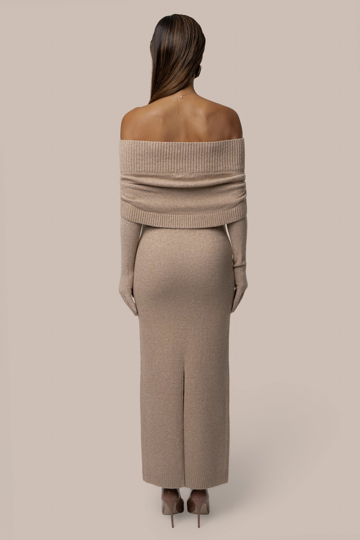 Heather Beige Raven Knit Skirt Set - JLUXLABEL