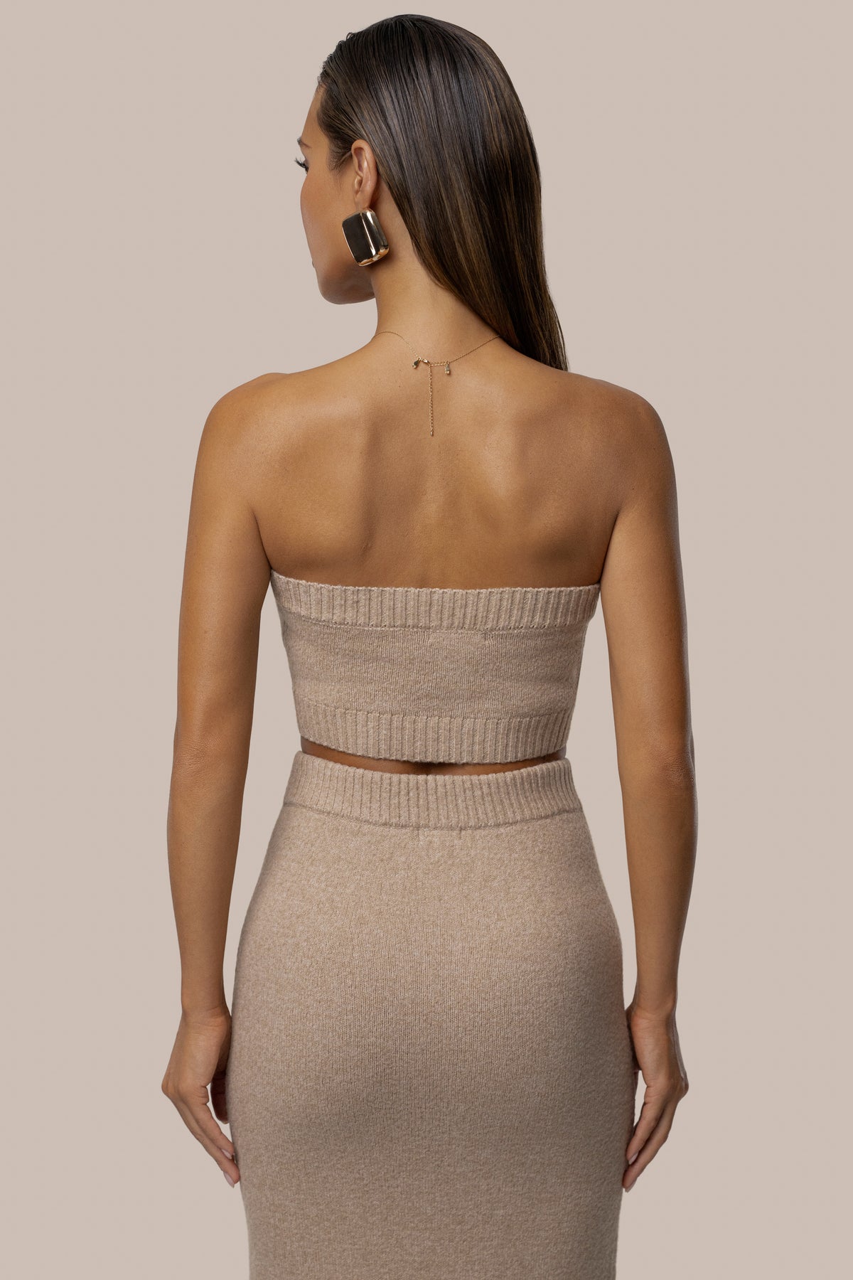 Heather Beige Raven Knit Skirt Set - JLUXLABEL