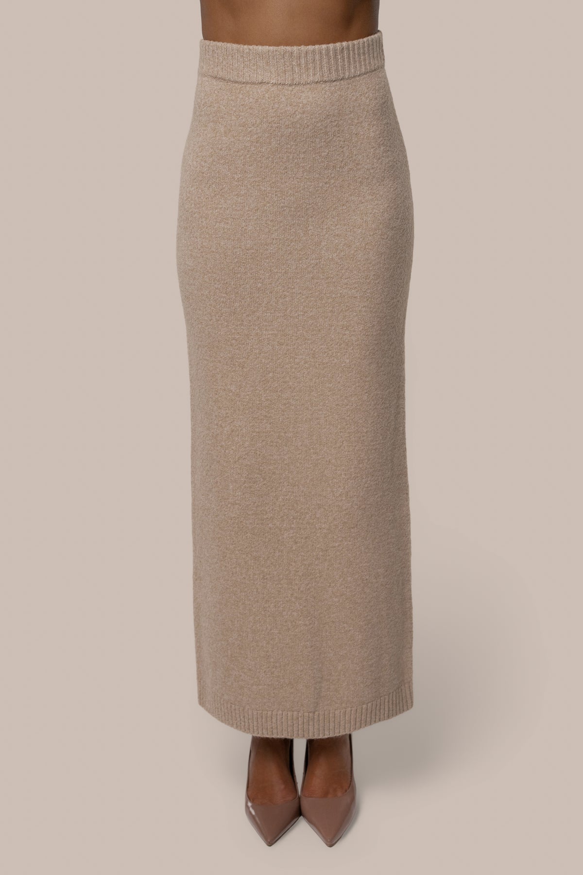 Heather Beige Raven Knit Skirt Set - JLUXLABEL